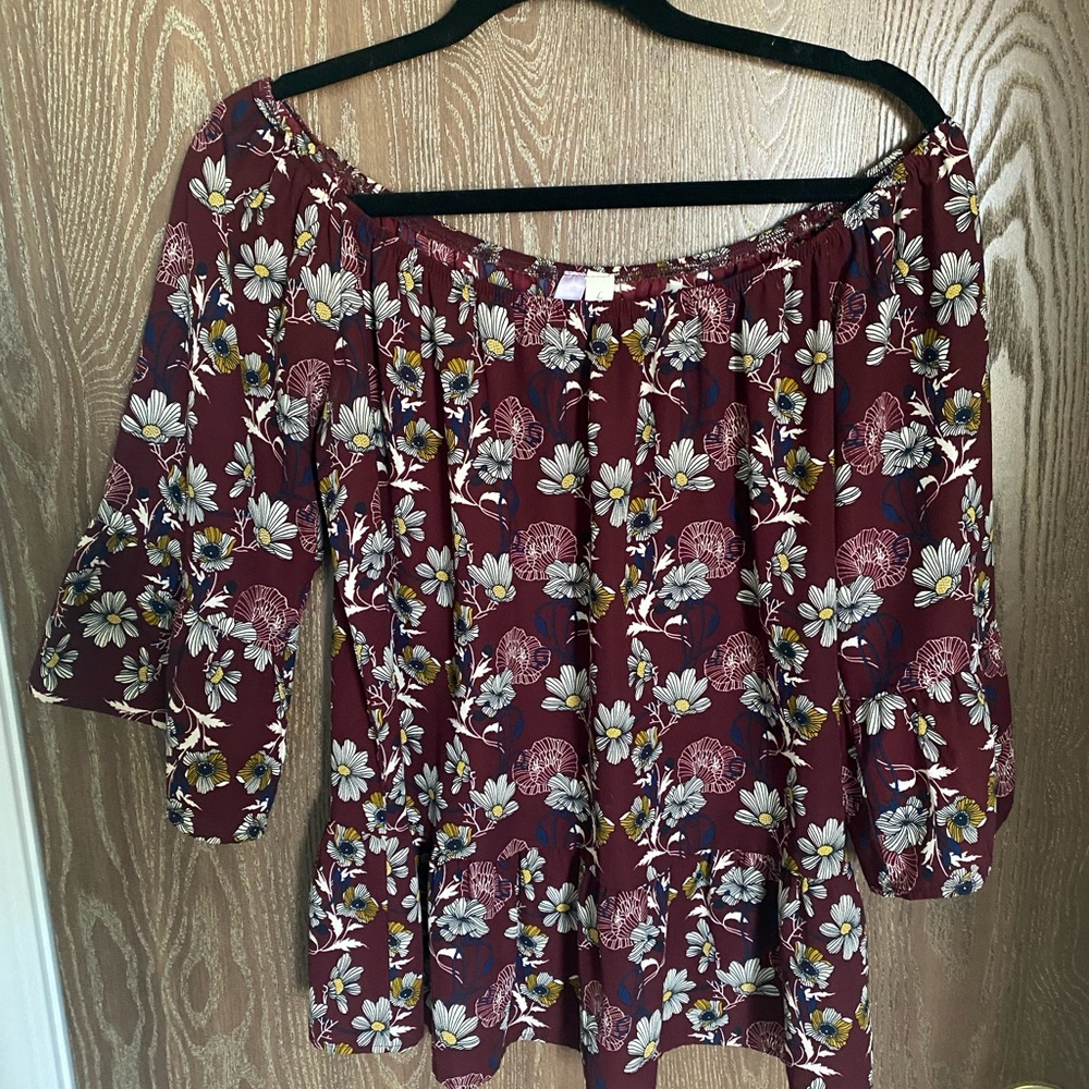 Alya Maroon Floral Peplum Top